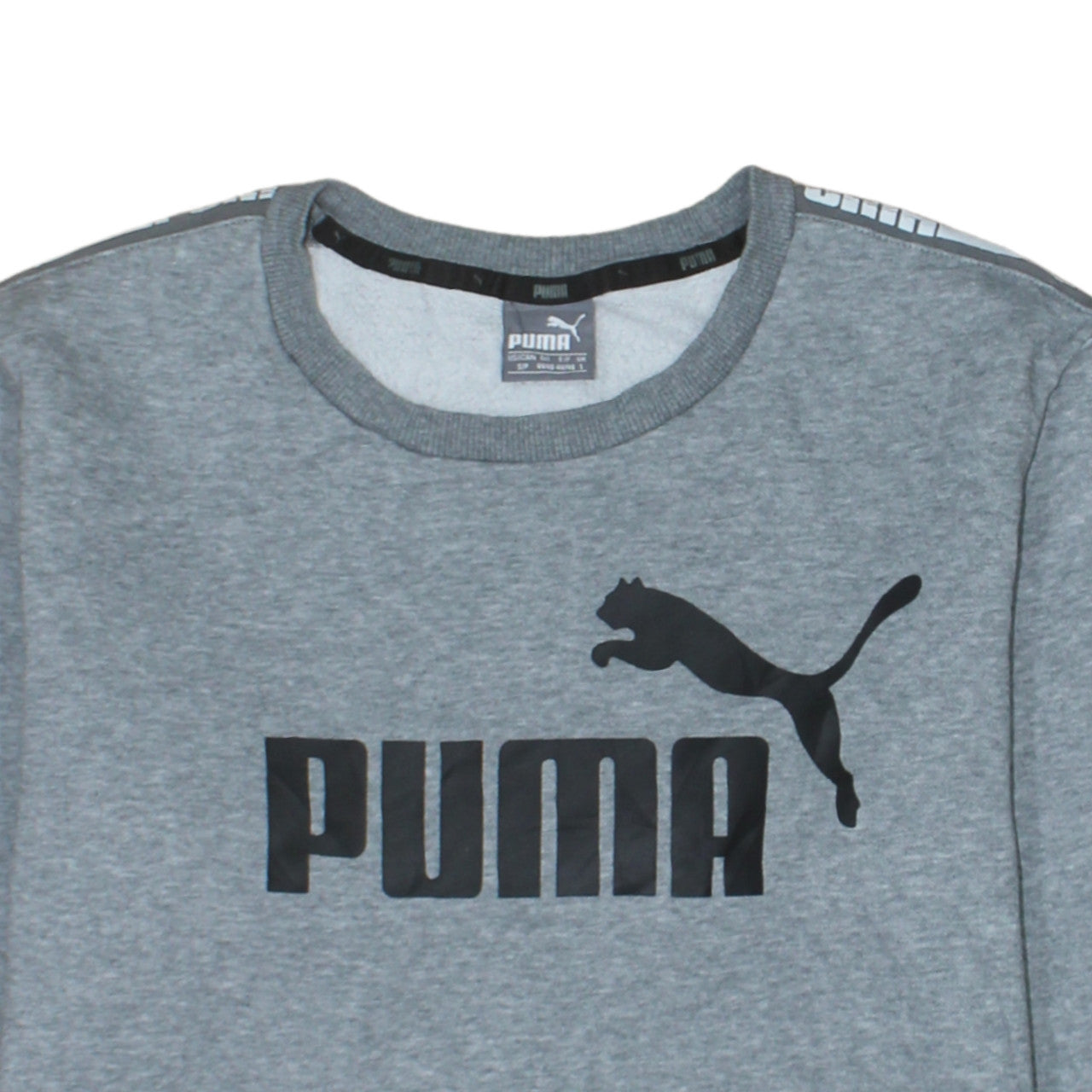 Puma Men's Grey Small Logo Sweatshirt Crew Neck Long Sleeve