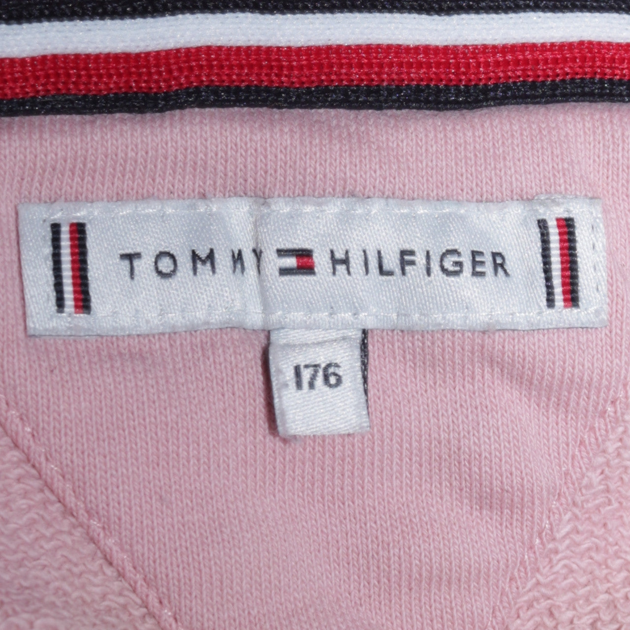 Tommy Hilfiger Women Pink Hooded Pullover Sweatshirt Size 14 Cotton Logo