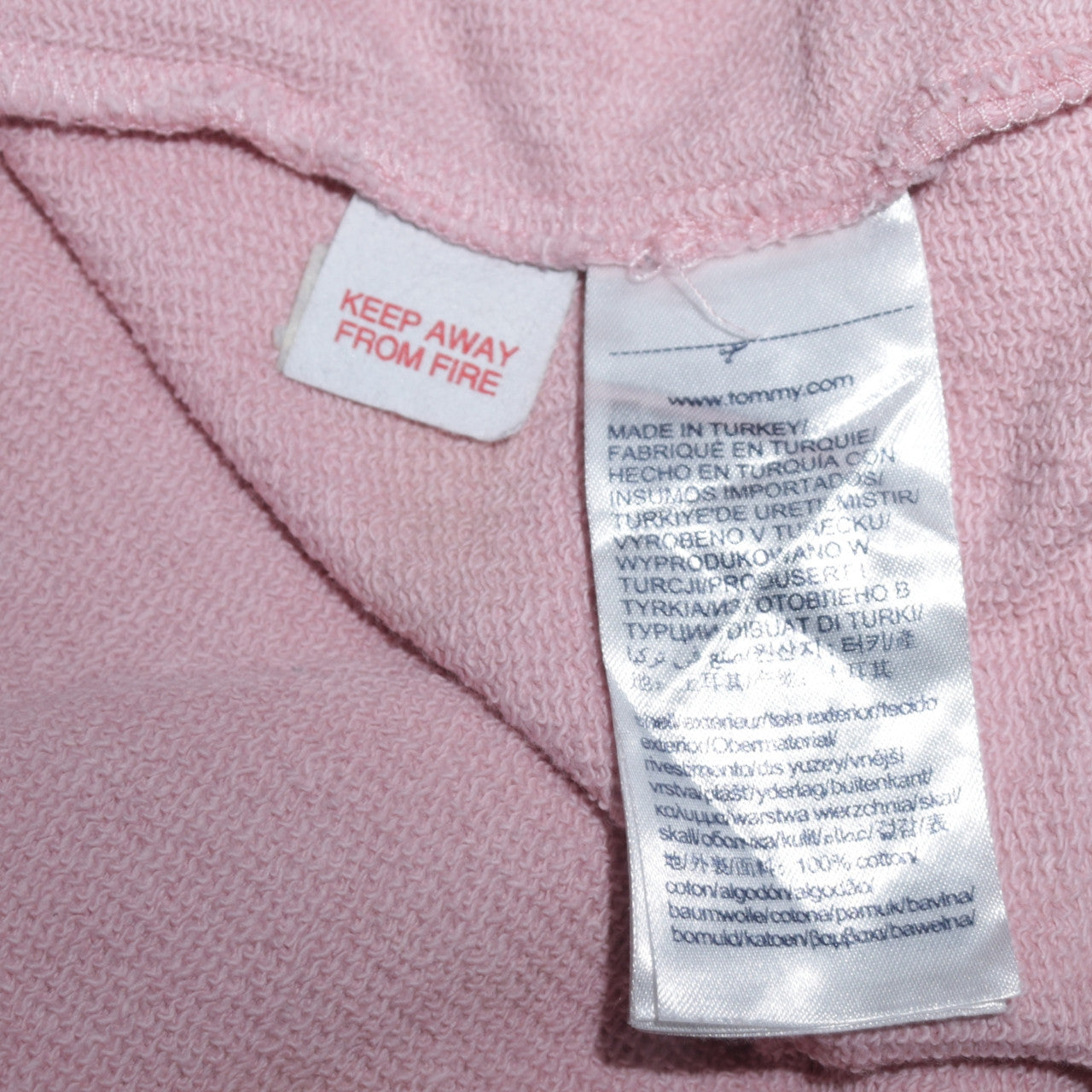 Tommy Hilfiger Women Pink Hooded Pullover Sweatshirt Size 14 Cotton Logo