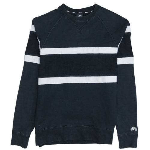 Nike SB Men's Black Striped Crew Neck Pullover Sweatshirt M