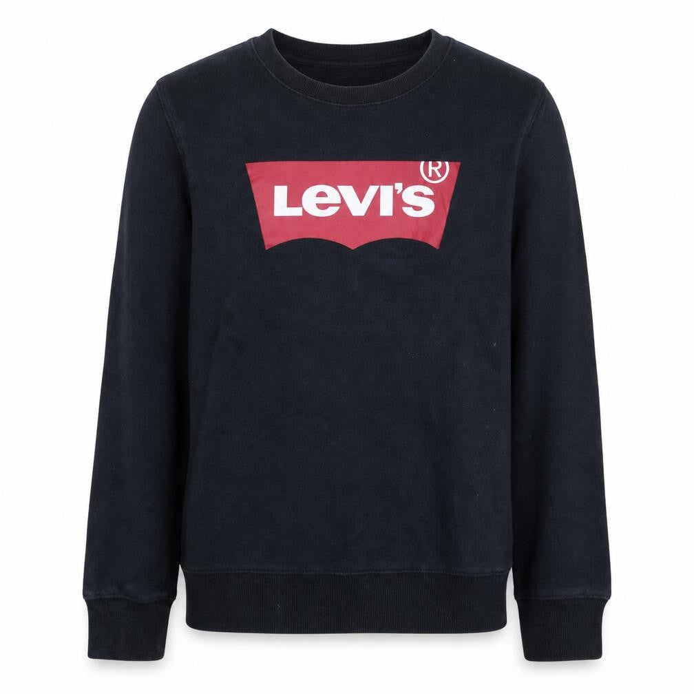 Front view of Levi's boys’ black crew neck logo sweatshirt 16 years