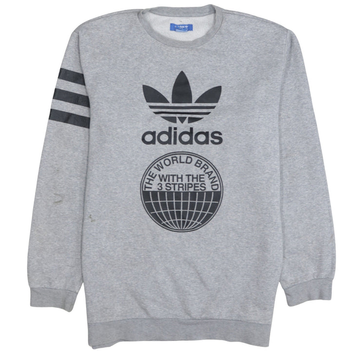 adidas Men's Grey Graphic Logo Pullover Sweatshirt M