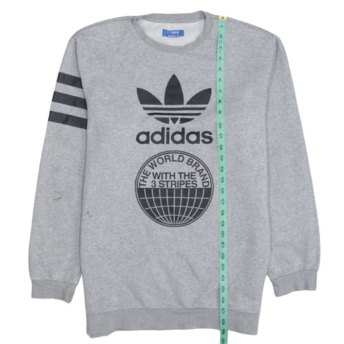 adidas Men's Grey Graphic Logo Pullover Sweatshirt M