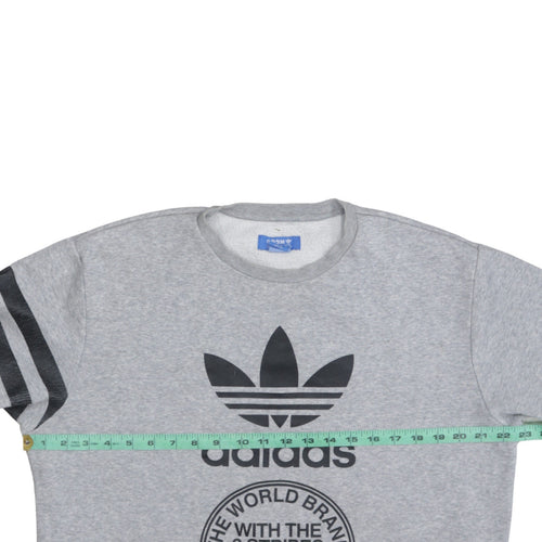 adidas Men's Grey Graphic Logo Pullover Sweatshirt M