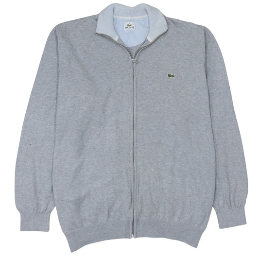 Lacoste Men's Grey Full Zip Cotton Jumper 3XL High Neck