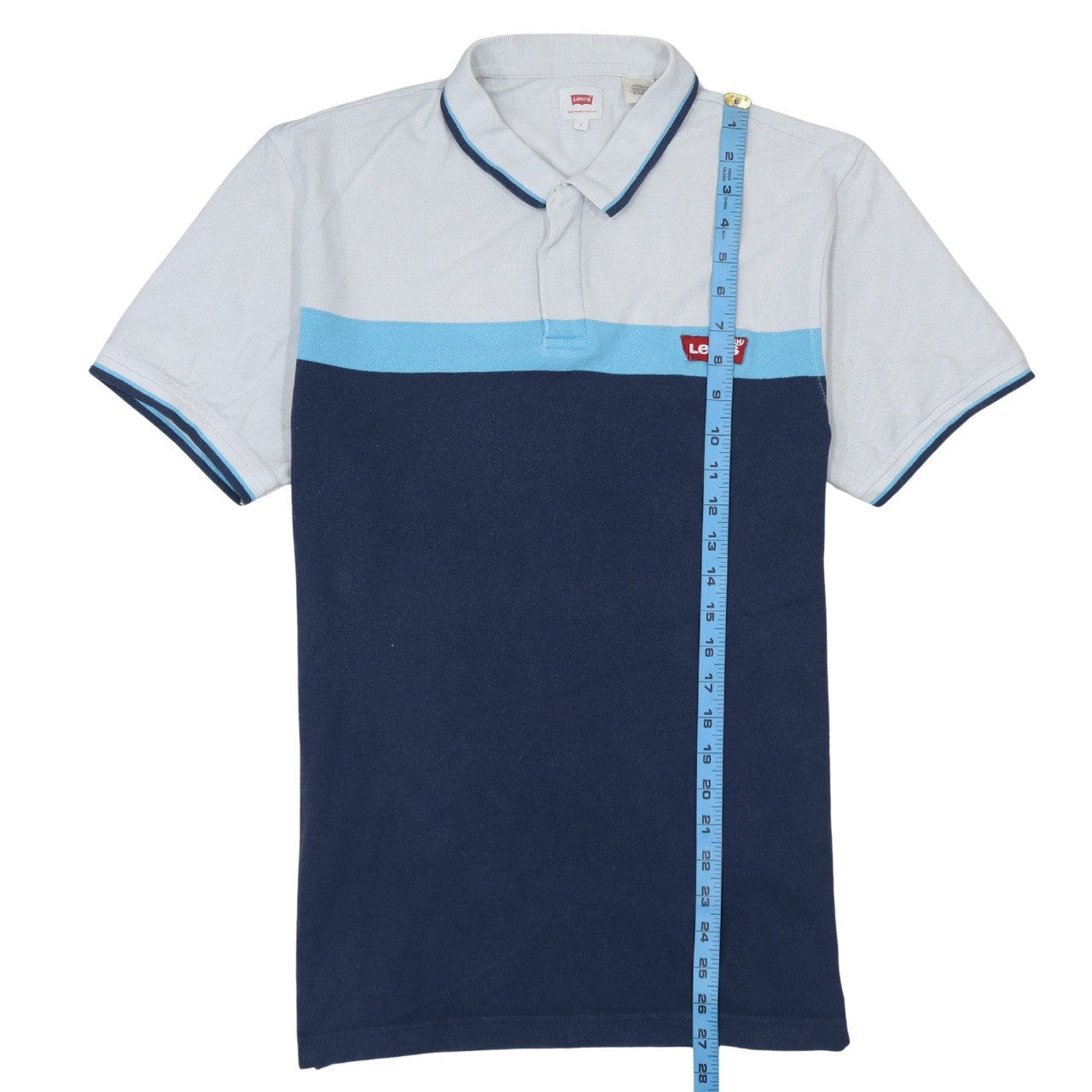 Levi's Men's Blue Colourblock Cotton Polo Shirt Size L