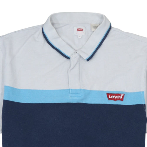 Levi's Men's Blue Colourblock Cotton Polo Shirt Size L