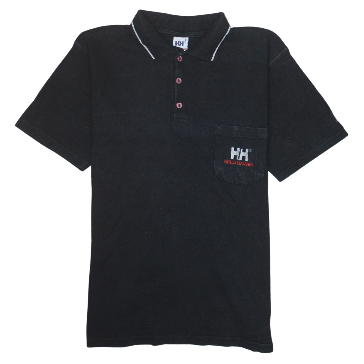 Helly Hansen Men's Black Cotton Polo Shirt L Short Sleeve