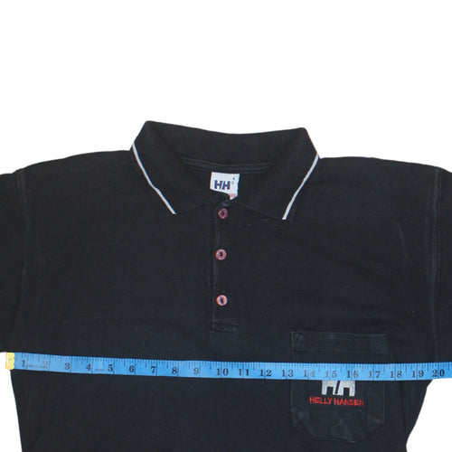 Helly Hansen Men's Black Cotton Polo Shirt L Short Sleeve