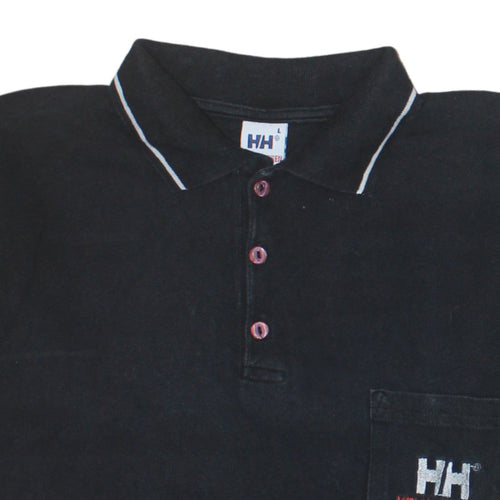 Helly Hansen Men's Black Cotton Polo Shirt L Short Sleeve