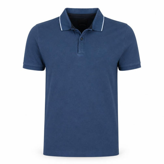 Front view of Hugo Boss Men's Blue Regular Fit Cotton Polo Shirt, size S