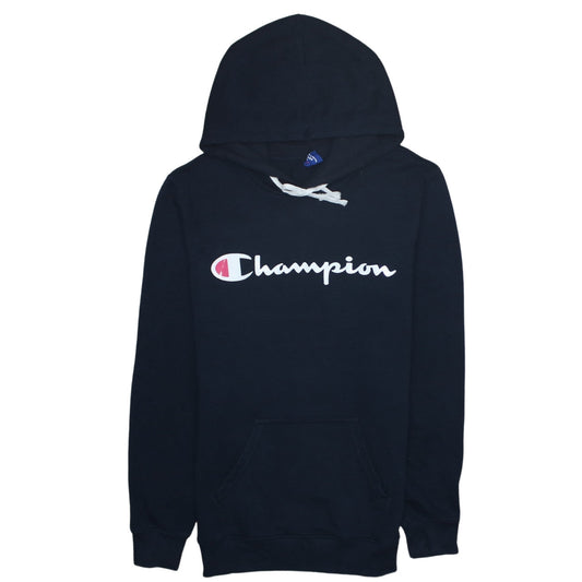 Champion Men’s Black Small Pullover Hoodie with Logo Print