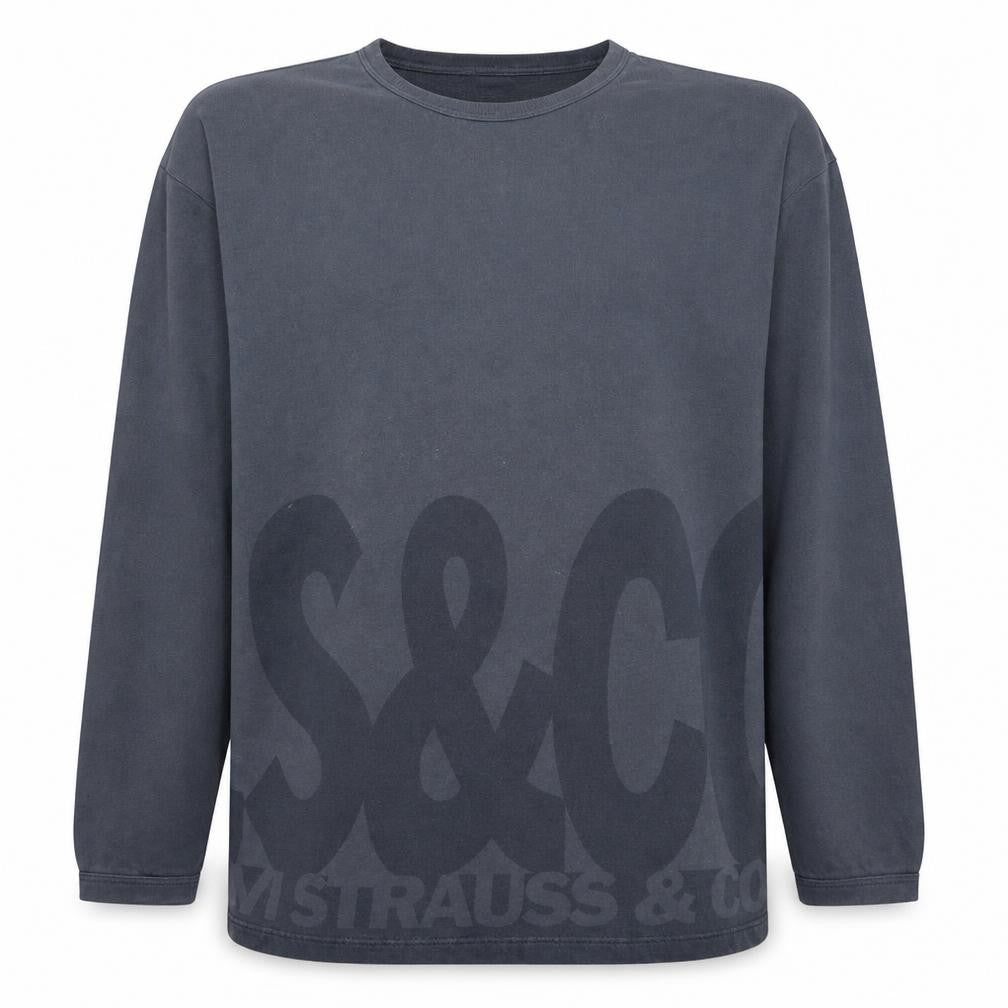 Front view of Levi's Men's Blue Graphic Logo Pullover Sweatshirt L