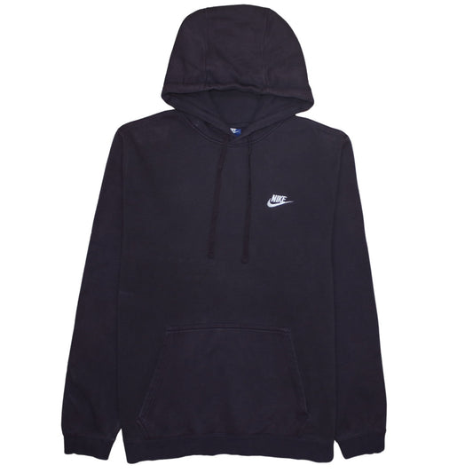 Nike Women Black Pullover Hoodie Large Embroidered Logo Casual