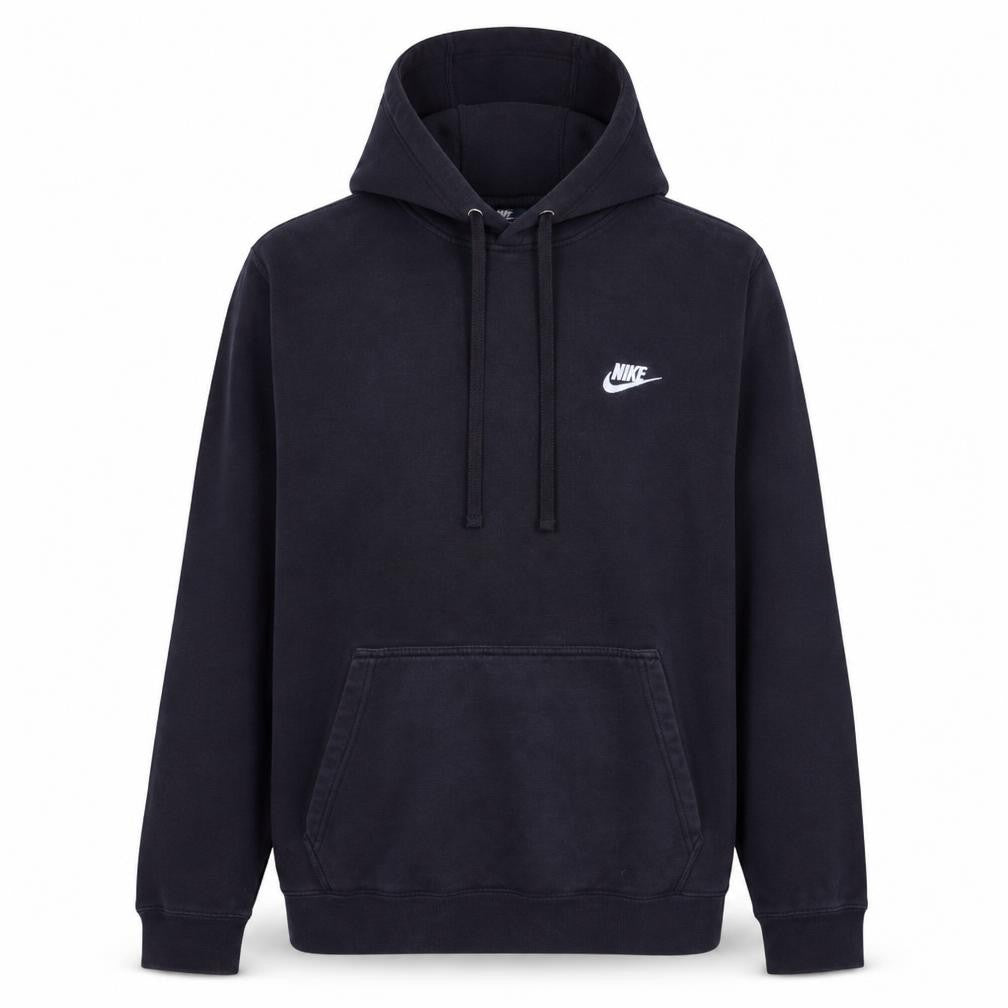 Front view of Nike Women Black Pullover Hoodie Large Embroidered Logo Casual