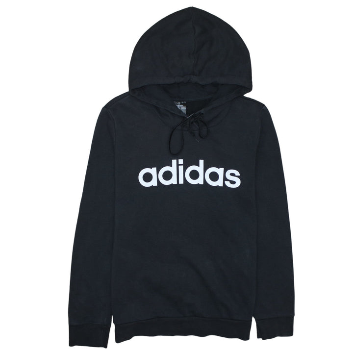Adidas Womens Black Pullover Hoodie Size M 12-14 Cotton Blend Logo
