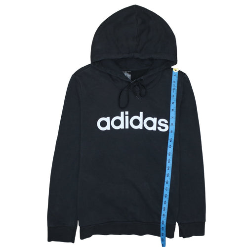 Adidas Womens Black Pullover Hoodie Size M 12-14 Cotton Blend Logo