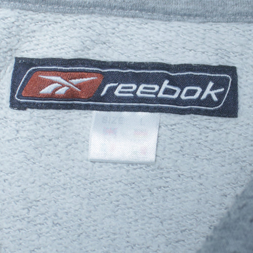 Reebok Men's Grey Pullover Hoodie Size L Logo Sports Fleece