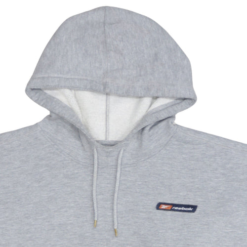 Reebok Men's Grey Pullover Hoodie Size L Logo Sports Fleece
