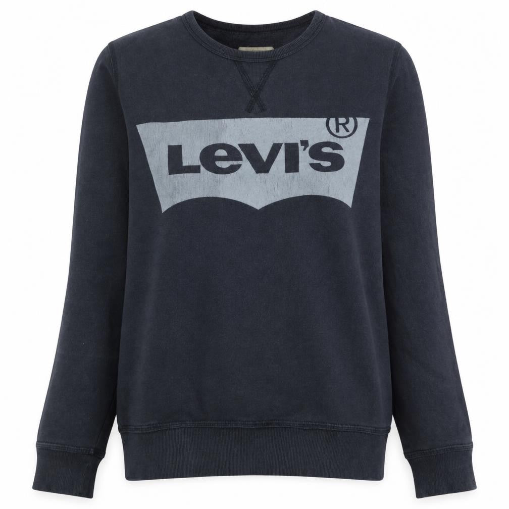 Front view of Levi's Women's Black Logo Crew Neck Pullover Sweatshirt, size 14
