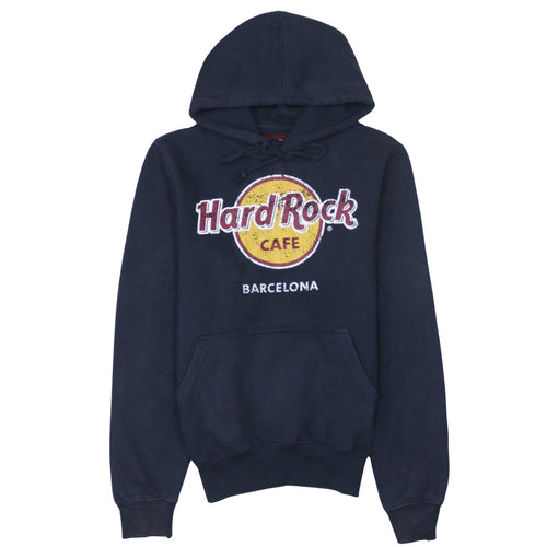 Hard Rock Cafe Barcelona Men Blue Pullover Hoodie Small