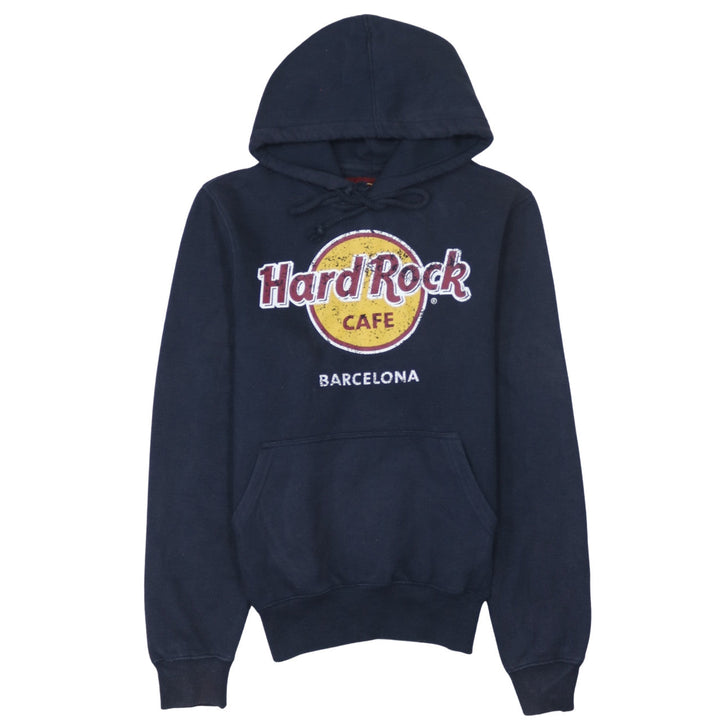 Hard Rock Cafe Barcelona Men Blue Pullover Hoodie Small