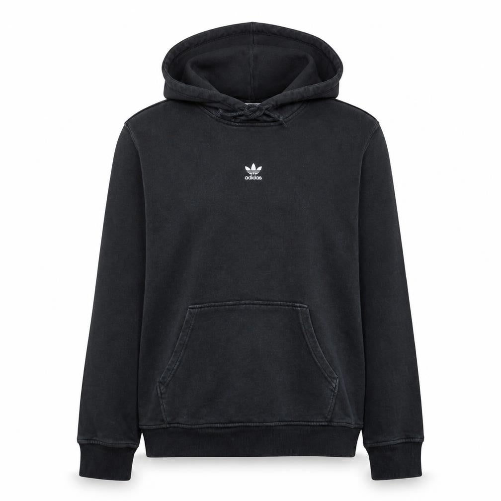Front view of Adidas women’s black, size UK 10, pullover hoodie sweatshirt