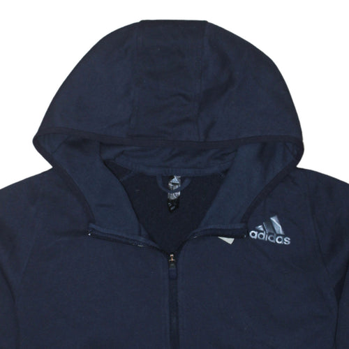 adidas Men's Blue Full Zip Hoodie Size L Sports Fleece Jacket