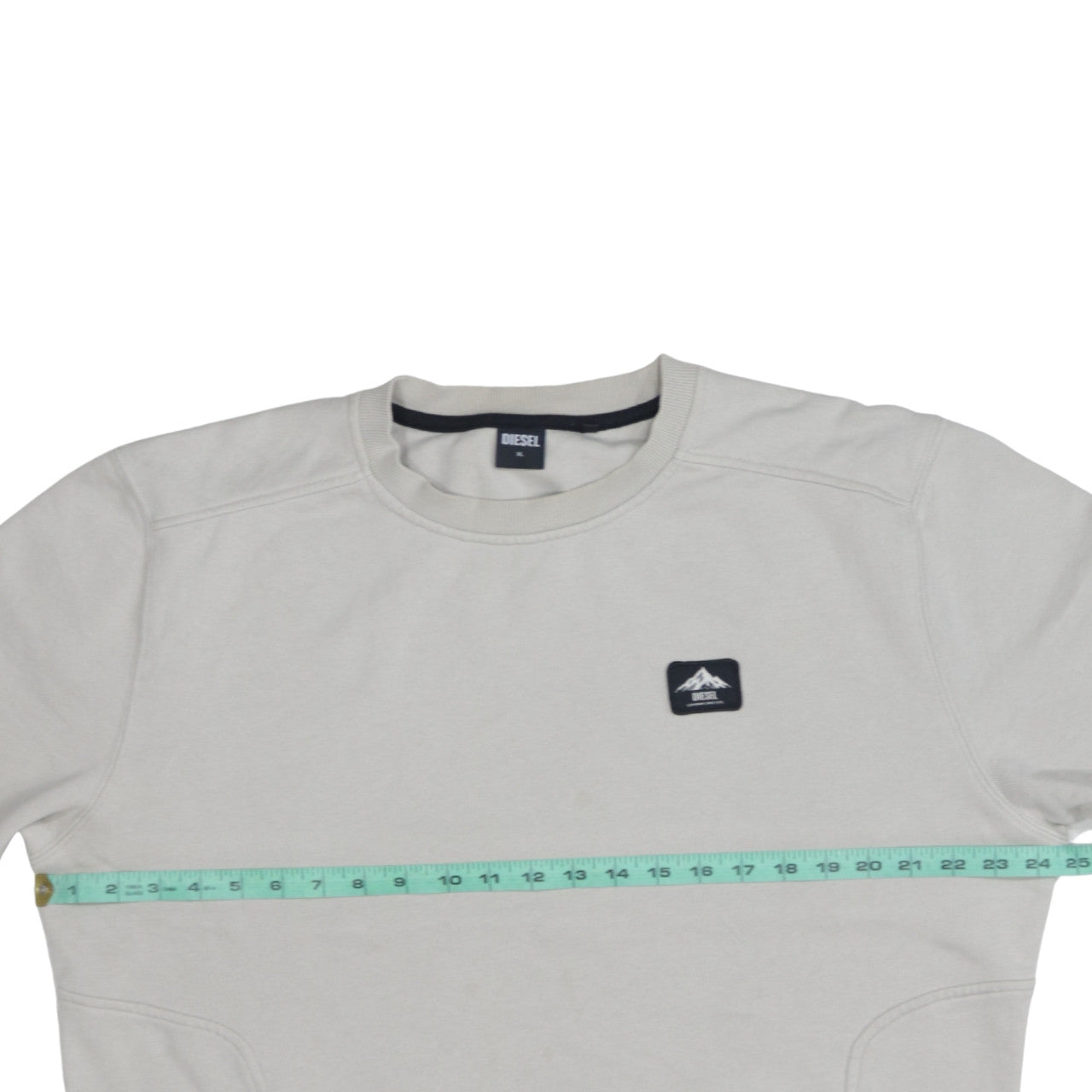 Diesel Men's Beige XL Pullover Logo Sweatshirt with Zip Pockets