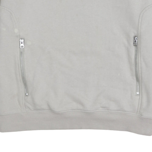Diesel Men's Beige XL Pullover Logo Sweatshirt with Zip Pockets
