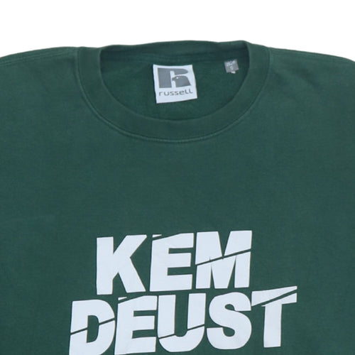 Russell Men's Green Crew Neck Graphic Print Sweatshirt S