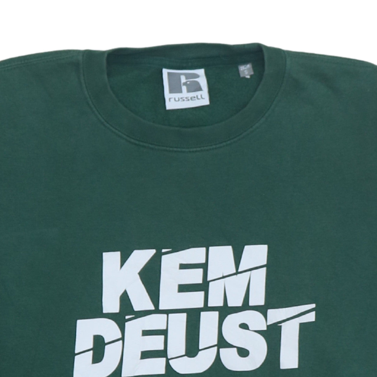 Russell Men's Green Crew Neck Graphic Print Sweatshirt S