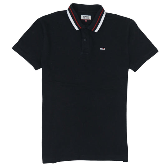 Tommy Jeans Men's Black Polo Shirt M Regular Fit Cotton Stretch