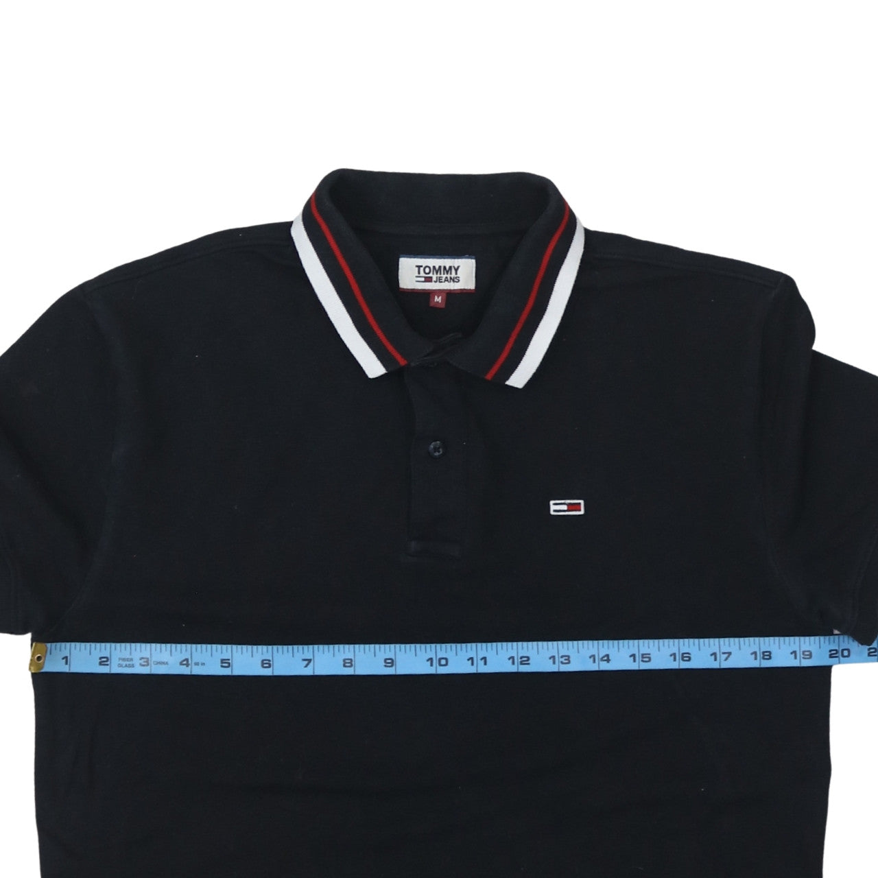 Tommy Jeans Men's Black Polo Shirt M Regular Fit Cotton Stretch