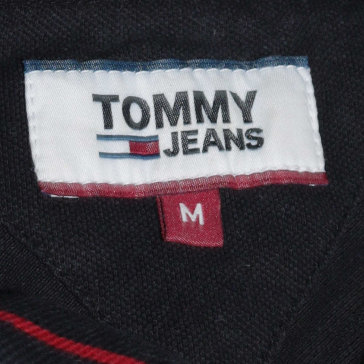 Tommy Jeans Men's Black Polo Shirt M Regular Fit Cotton Stretch