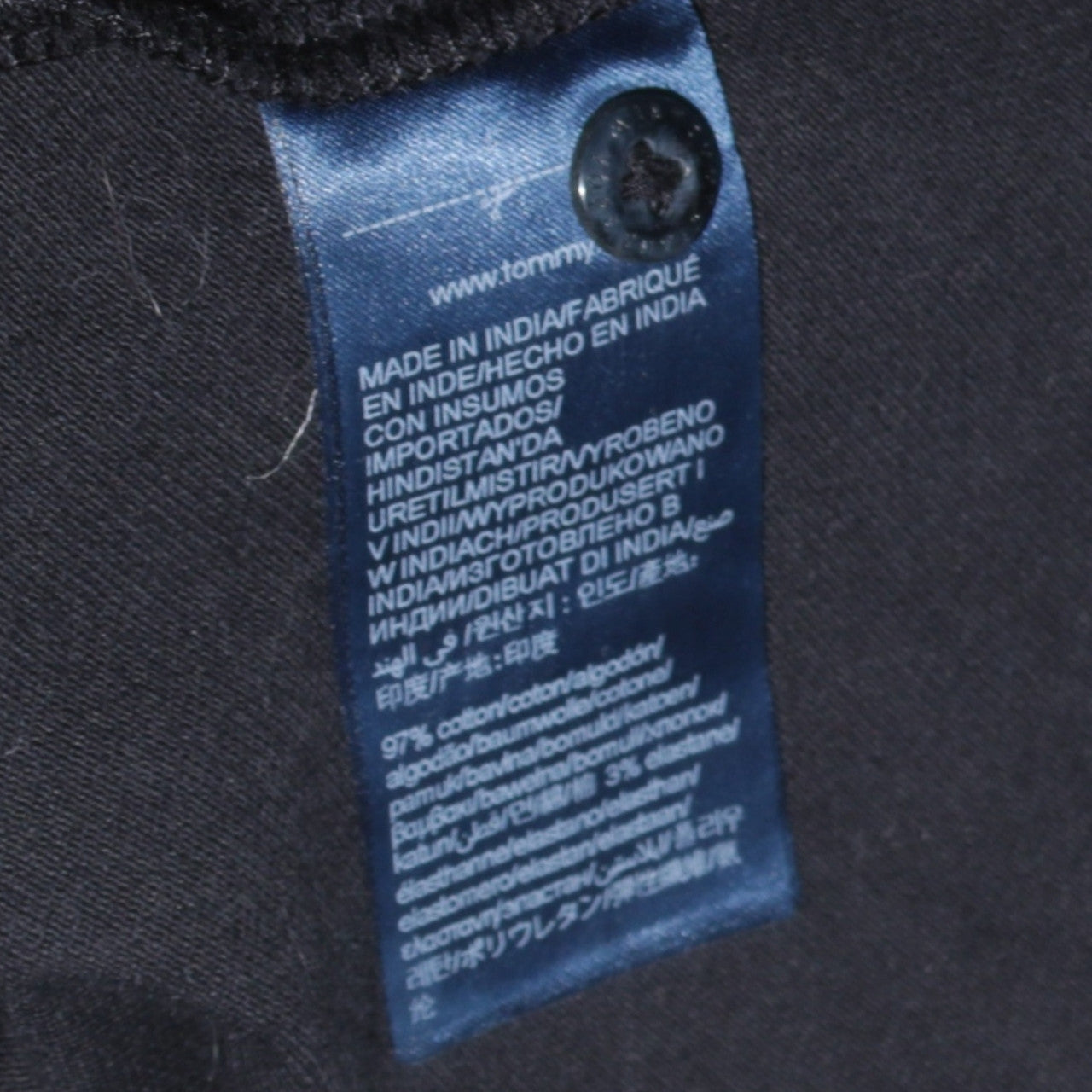 Tommy Jeans Men's Black Polo Shirt M Regular Fit Cotton Stretch