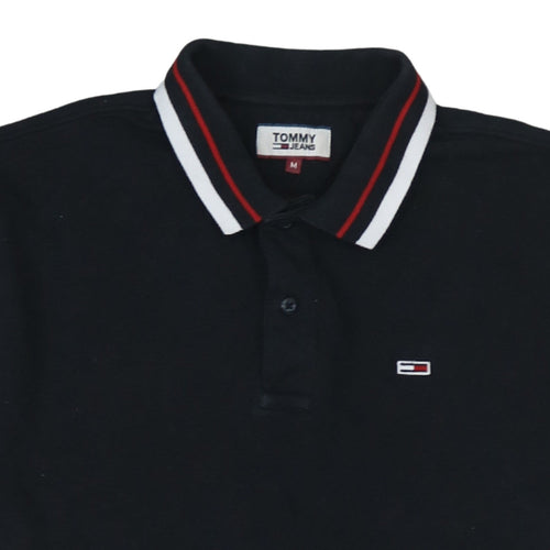 Tommy Jeans Men's Black Polo Shirt M Regular Fit Cotton Stretch
