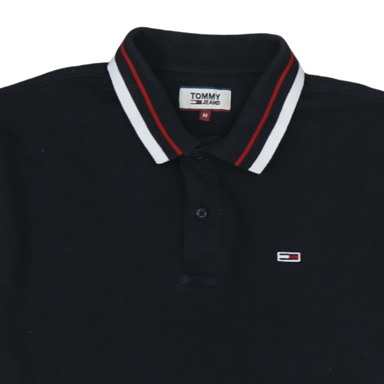 Tommy Jeans Men's Black Polo Shirt M Regular Fit Cotton Stretch