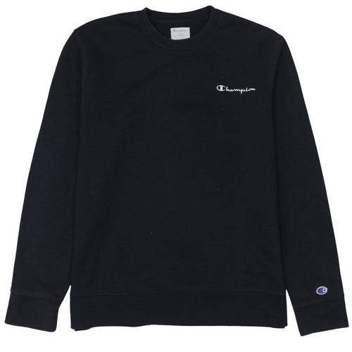 Champion Men Black L Pullover Sweatshirt Crew Neck Fleece Logo