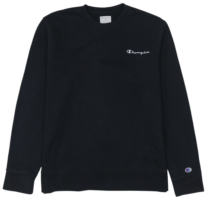 Champion Men Black L Pullover Sweatshirt Crew Neck Fleece Logo