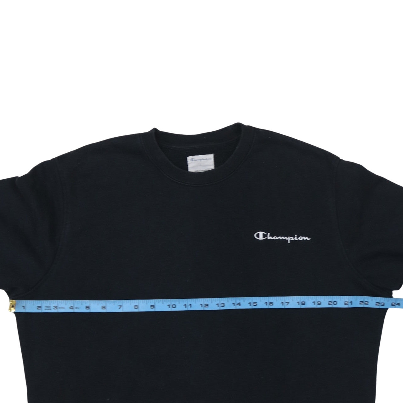 Champion Men Black L Pullover Sweatshirt Crew Neck Fleece Logo