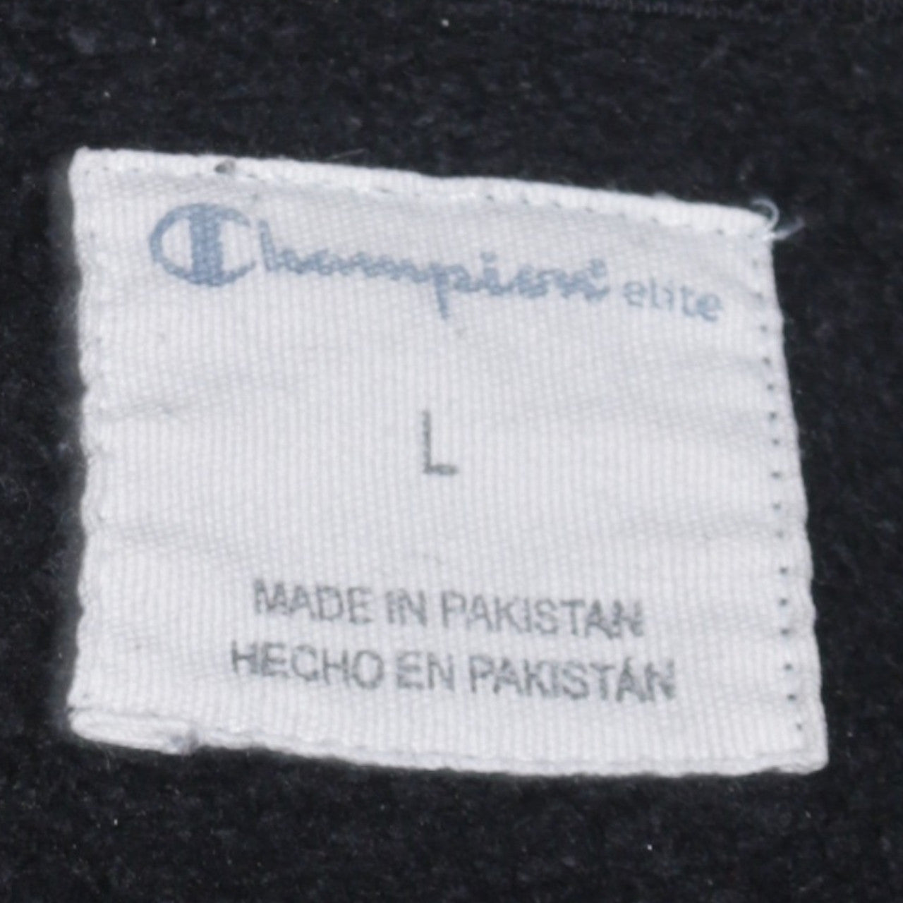 Champion Men Black L Pullover Sweatshirt Crew Neck Fleece Logo