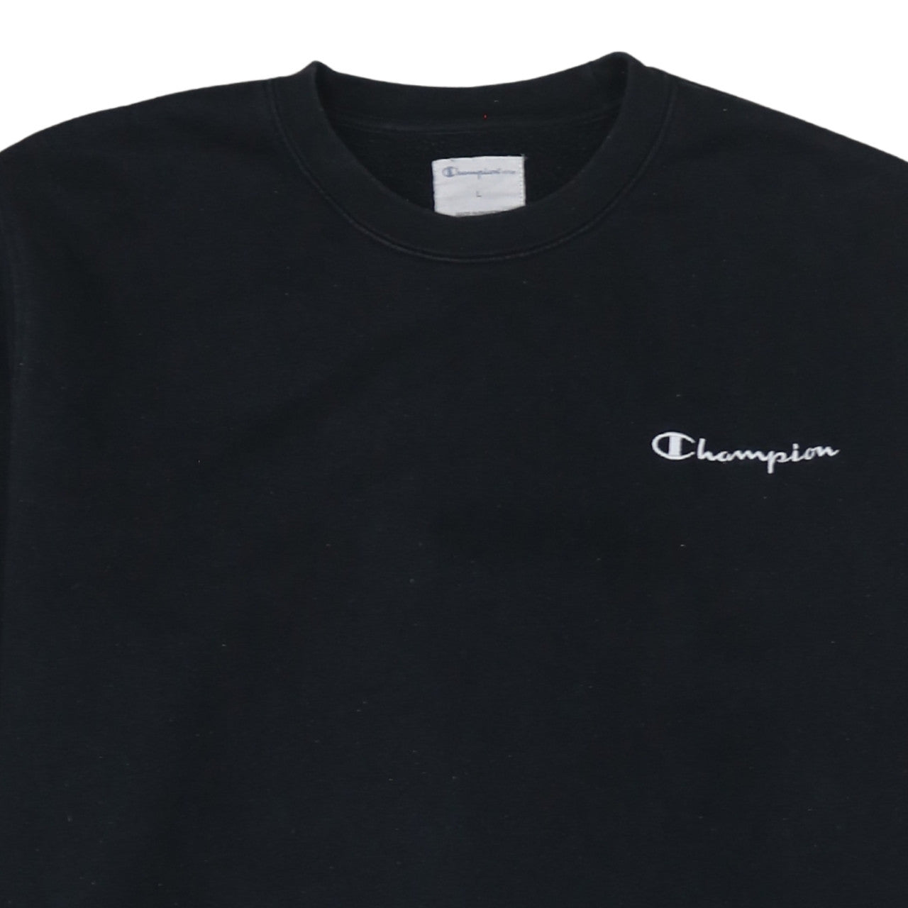 Champion Men Black L Pullover Sweatshirt Crew Neck Fleece Logo