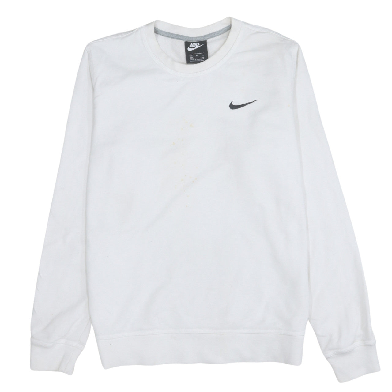Nike Men's White Cotton Crew Neck Pullover Sweatshirt M