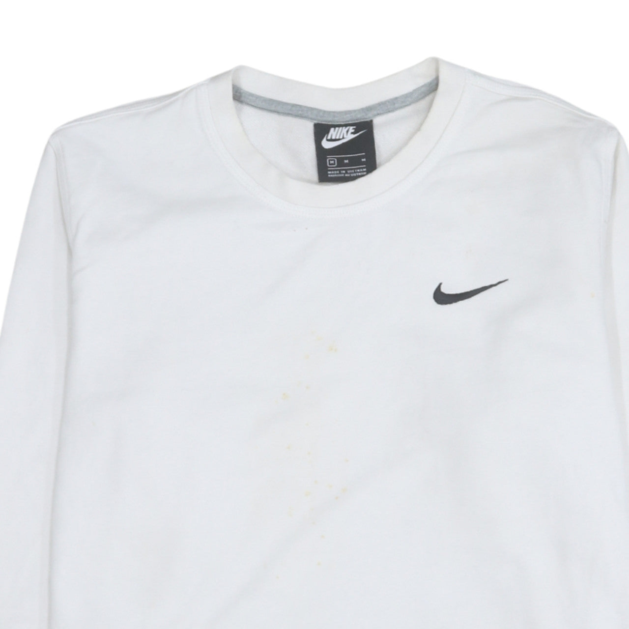 Nike Men's White Cotton Crew Neck Pullover Sweatshirt M