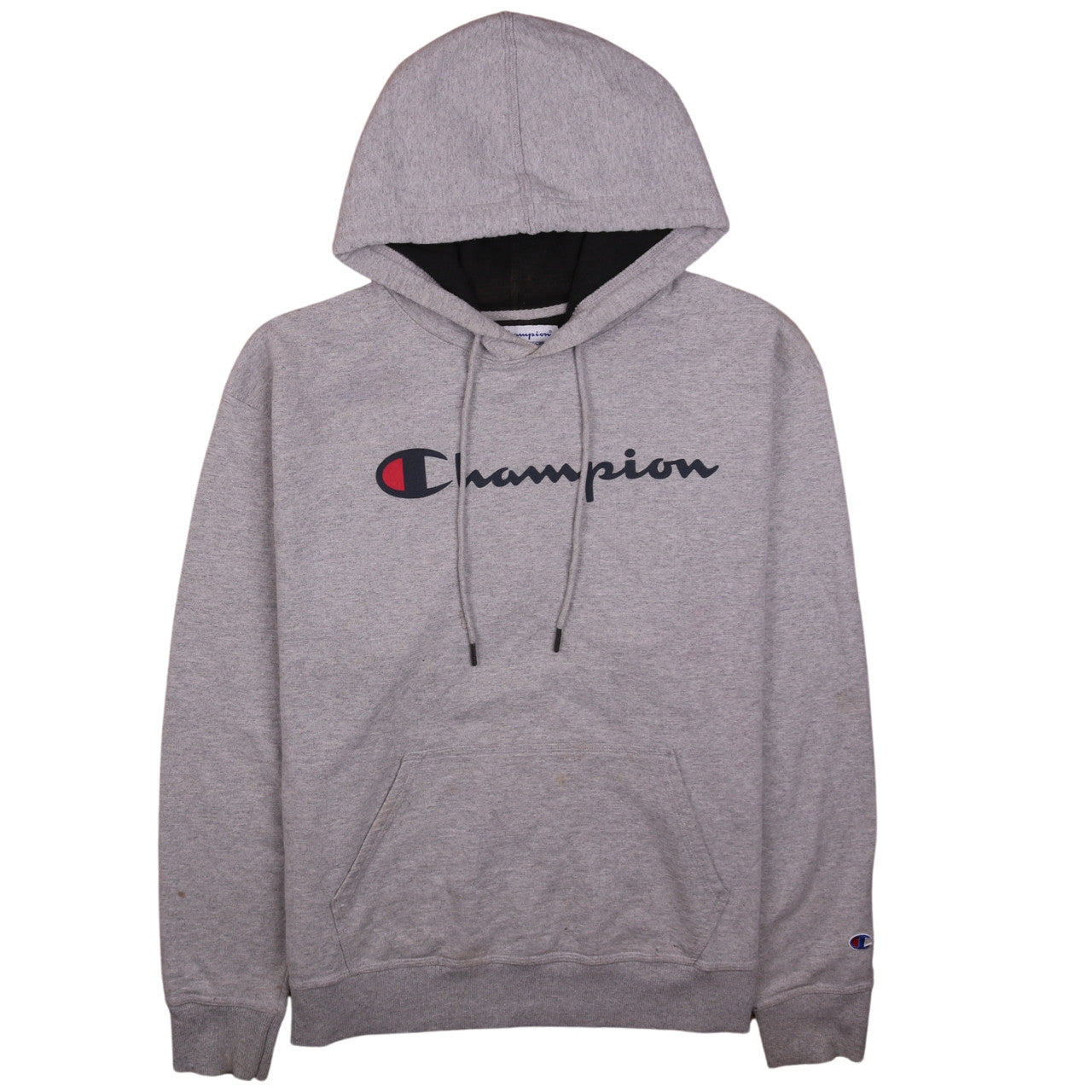 Champion Men's Grey Pullover Hoodie L Logo Sportswear