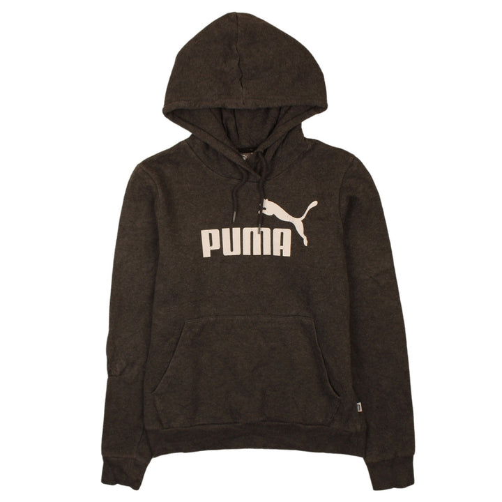 Puma Womens Black Pullover Hoodie Size 12 Hooded Sweatshirt Logo Print