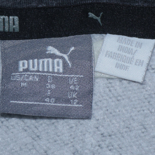 Puma Womens Black Pullover Hoodie Size 12 Hooded Sweatshirt Logo Print