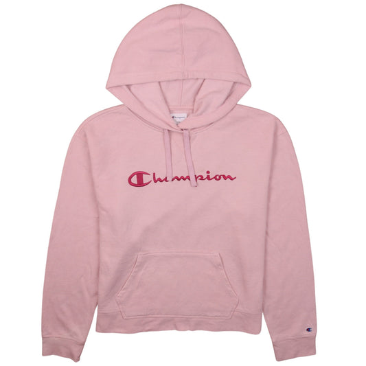 Champion Women's Pink Pullover Hoodie Large Embroidered Logo