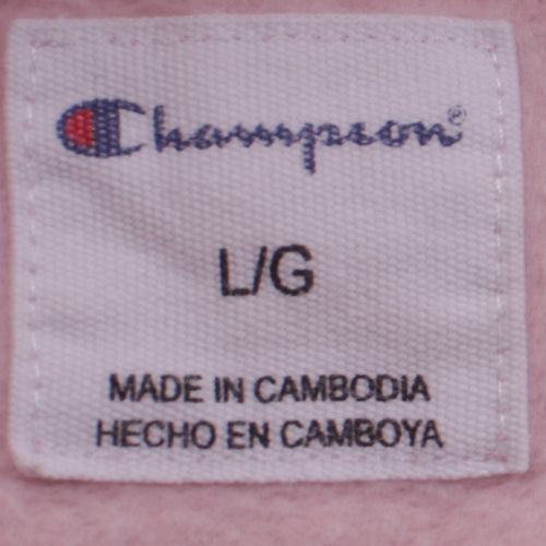 Champion Women's Pink Pullover Hoodie Large Embroidered Logo